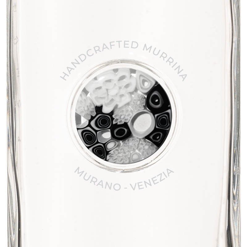 Bottiglia in Vetro decorata con Murrina di Murano - Bianco e Nero - My AQUA Bottle