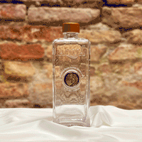Bottiglia in Vetro decorata con Medaglione in Vetro di Murano - Blu Cobalto Leone Oro - My AQUA Bottle