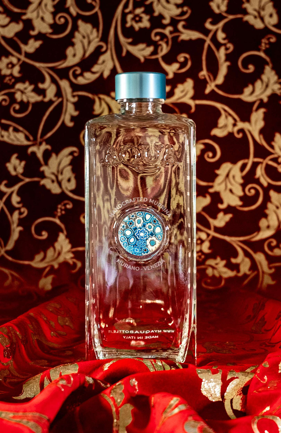 Bottiglia in Vetro decorata con Murrina di Murano - Azzurra