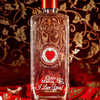Bottiglia in Vetro decorata con Murrina di Murano - Cuore Rosso - Ciao Mama... I LOVE YOU