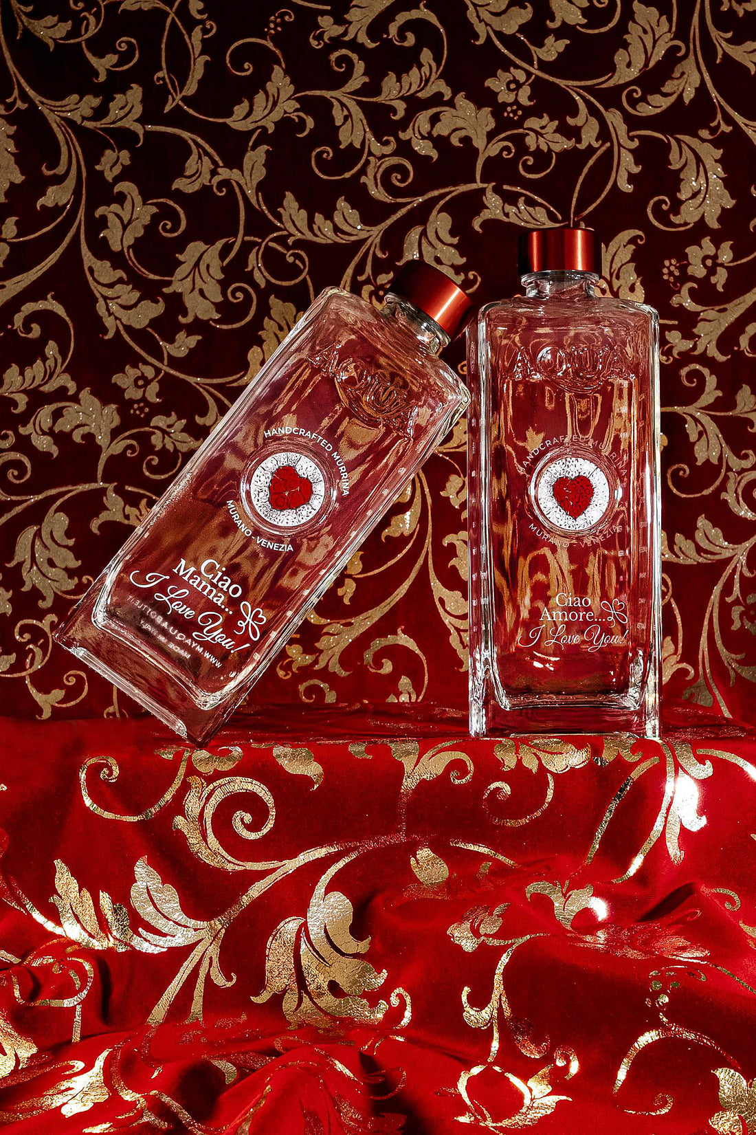 Set Bottiglie Murrina Cuore Rosso - Ciao Mama e Ciao Amore