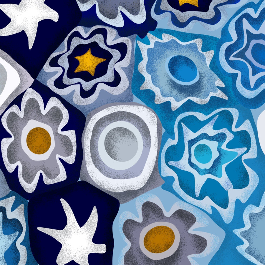 Stampa Illustrazione "Millefiori - Blu" - My AQUA Bottle