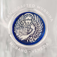 Bluino Murano Glass Medallion printed with white lion