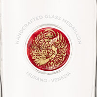 Bottiglia in Vetro decorata con Medaglione in Vetro di Murano - Rosso Leone Oro - My AQUA Bottle