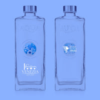 Bottiglia in Vetro decorata con Murrina di Murano - Azzurra con Logo Salone Nautico 2023 e Logo 1600 - My AQUA Bottle