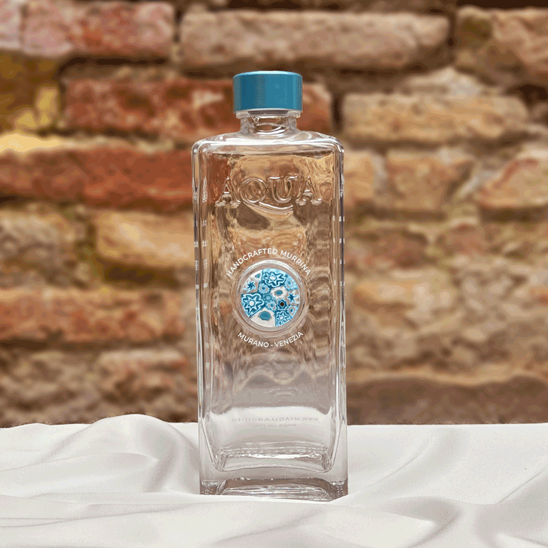 Bottiglia in Vetro decorata con Murrina di Murano - Azzurra - My AQUA Bottle