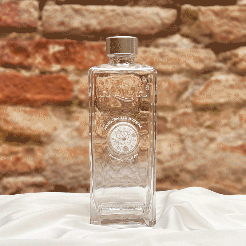 Bottiglia in Vetro decorata con Murrina di Murano - Bianco Opaco - My AQUA Bottle