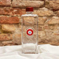 Bottiglia in Vetro decorata con Murrina di Murano - Rossa-Bianco-Azzurro - My AQUA Bottle